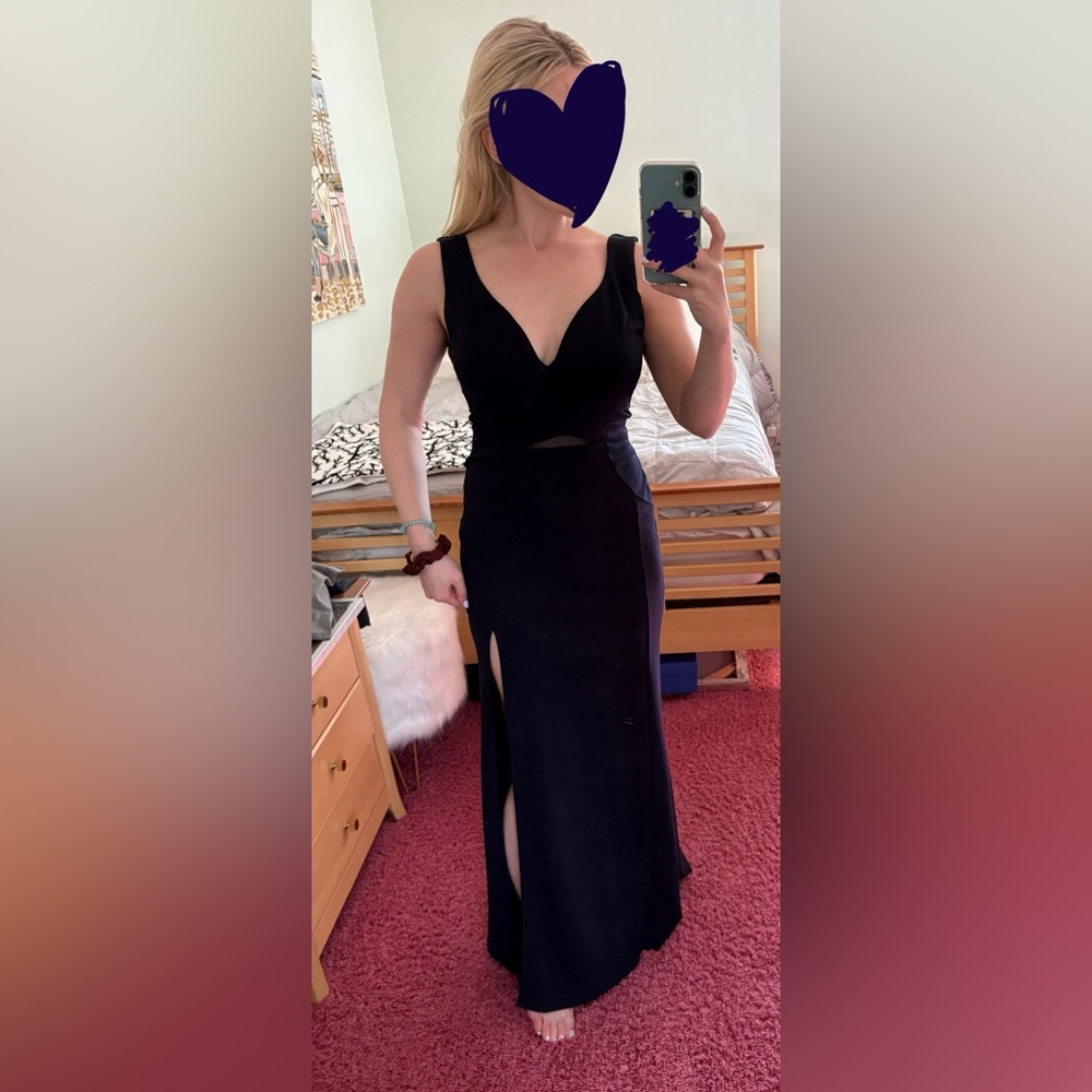 “Love, Nicki Lew” Navy Blue Long Dress with Slit - Size M